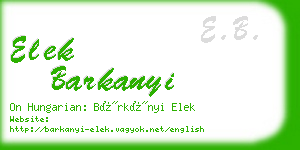 elek barkanyi business card